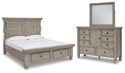 Harrastone Queen Panel Bed with Mirrored Dresser at Towne & Country Furniture (AL) furniture, home furniture, home decor, sofa, bedding