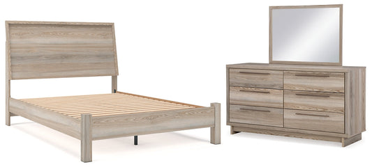 Hasbrick Queen Panel Bed with Mirrored Dresser at Towne & Country Furniture (AL) furniture, home furniture, home decor, sofa, bedding
