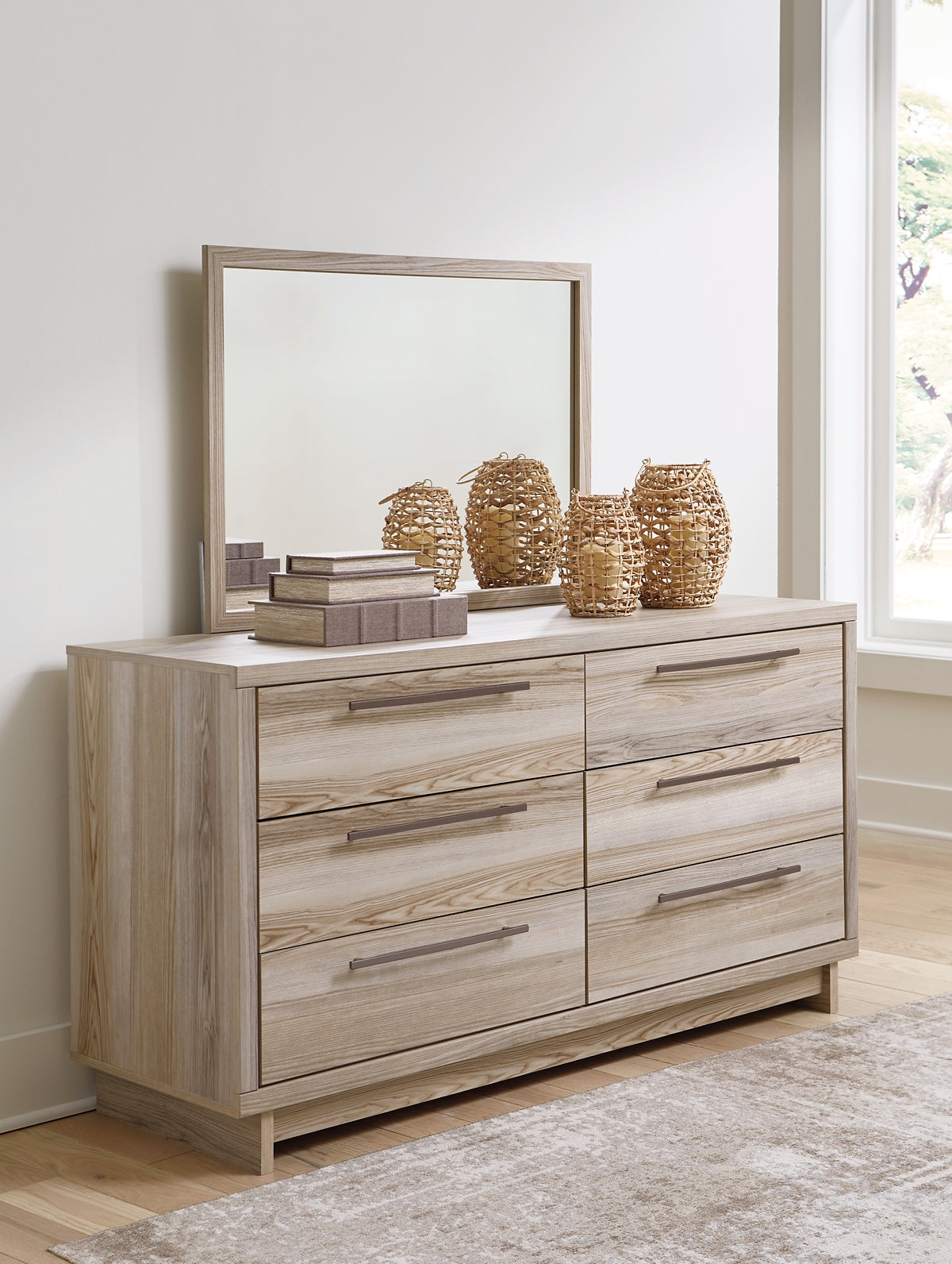Hasbrick Queen Panel Bed with Mirrored Dresser at Towne & Country Furniture (AL) furniture, home furniture, home decor, sofa, bedding
