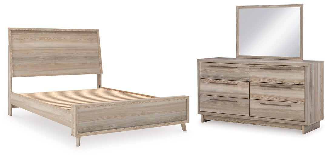 Hasbrick Queen Panel Bed with Mirrored Dresser at Towne & Country Furniture (AL) furniture, home furniture, home decor, sofa, bedding