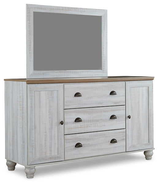 Haven Bay Queen Panel Bed with Mirrored Dresser at Towne & Country Furniture (AL) furniture, home furniture, home decor, sofa, bedding