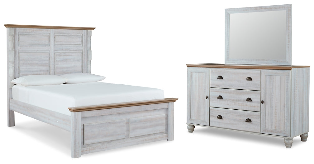 Haven Bay Queen Panel Bed with Mirrored Dresser at Towne & Country Furniture (AL) furniture, home furniture, home decor, sofa, bedding