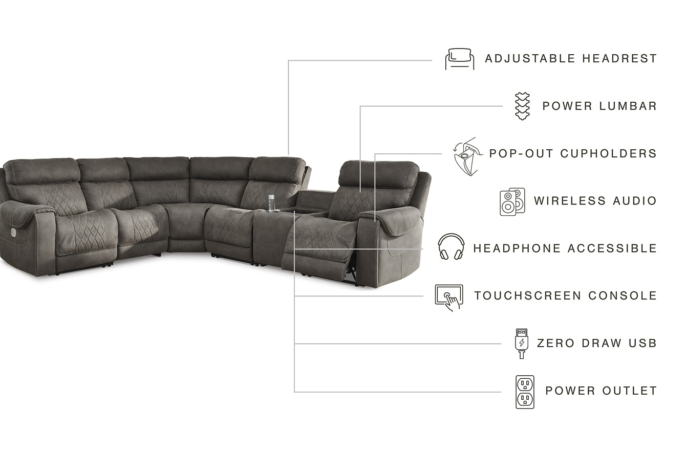 Hoopster 6-Piece Power Reclining Sectional at Towne & Country Furniture (AL) furniture, home furniture, home decor, sofa, bedding