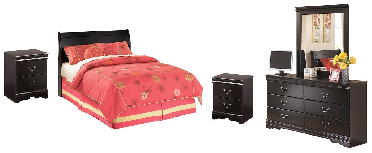 Huey Vineyard Full Sleigh Headboard with Mirrored Dresser and 2 Nightstands at Towne & Country Furniture (AL) furniture, home furniture, home decor, sofa, bedding
