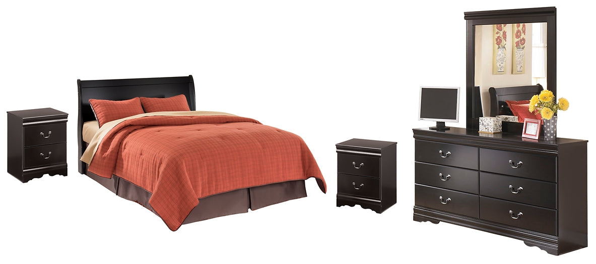 Huey Vineyard Queen Sleigh Headboard with Mirrored Dresser and 2 Nightstands at Towne & Country Furniture (AL) furniture, home furniture, home decor, sofa, bedding