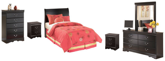 Huey Vineyard Twin Sleigh Headboard with Mirrored Dresser, Chest and 2 Nightstands at Towne & Country Furniture (AL) furniture, home furniture, home decor, sofa, bedding