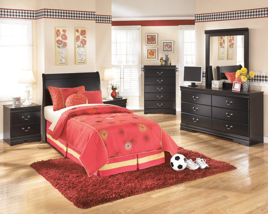 Huey Vineyard Twin Sleigh Headboard with Mirrored Dresser, Chest and Nightstand at Towne & Country Furniture (AL) furniture, home furniture, home decor, sofa, bedding
