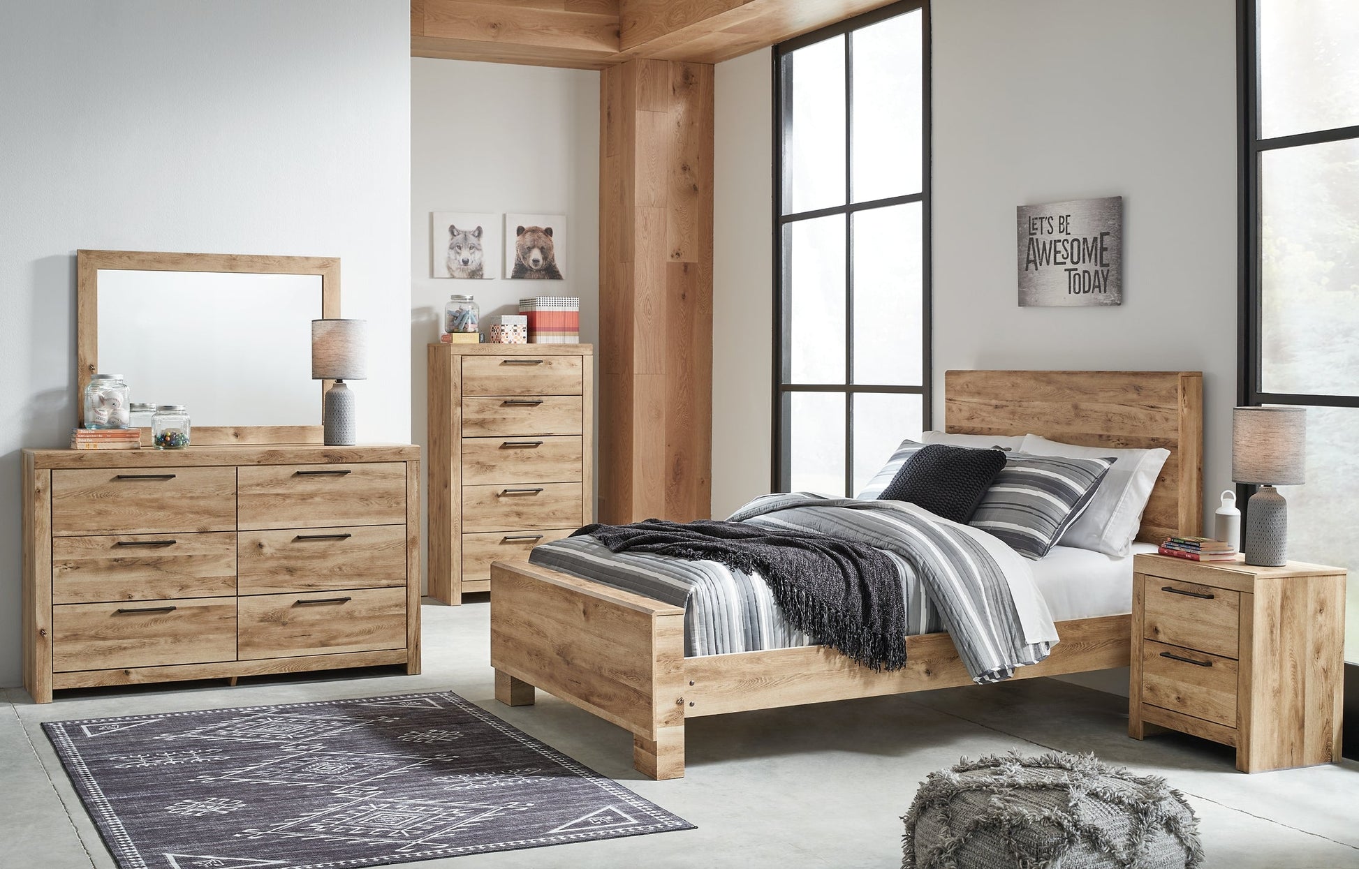 Hyanna Full Panel Bed with Mirrored Dresser, Chest and Nightstand at Towne & Country Furniture (AL) furniture, home furniture, home decor, sofa, bedding