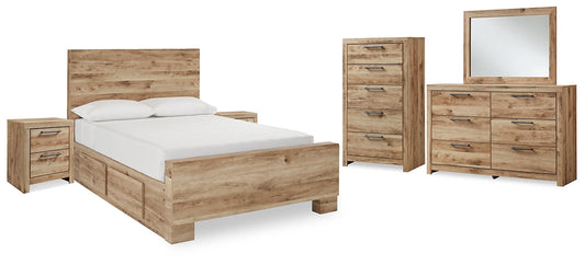 Hyanna Full Panel Bed with Storage with Mirrored Dresser, Chest and 2 Nightstands at Towne & Country Furniture (AL) furniture, home furniture, home decor, sofa, bedding