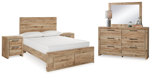 Hyanna Full Panel Storage Bed with Mirrored Dresser and 2 Nightstands at Towne & Country Furniture (AL) furniture, home furniture, home decor, sofa, bedding