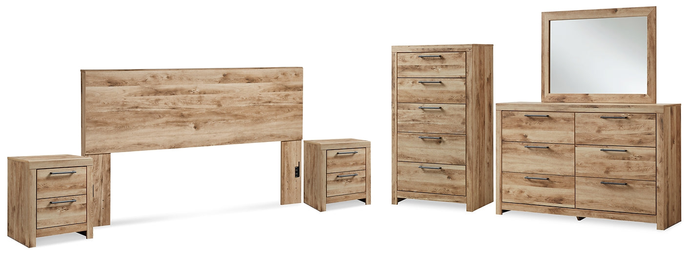 Hyanna King Panel Headboard with Mirrored Dresser, Chest and 2 Nightstands at Towne & Country Furniture (AL) furniture, home furniture, home decor, sofa, bedding