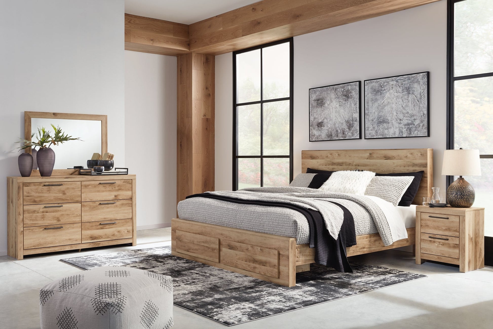 Hyanna King Panel Storage Bed with Mirrored Dresser at Towne & Country Furniture (AL) furniture, home furniture, home decor, sofa, bedding