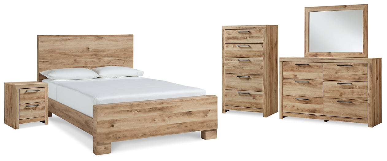 Hyanna Queen Panel Bed with Mirrored Dresser, Chest and Nightstand at Towne & Country Furniture (AL) furniture, home furniture, home decor, sofa, bedding