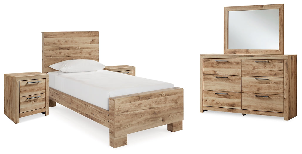 Hyanna Twin Panel Bed with Mirrored Dresser and 2 Nightstands at Towne & Country Furniture (AL) furniture, home furniture, home decor, sofa, bedding