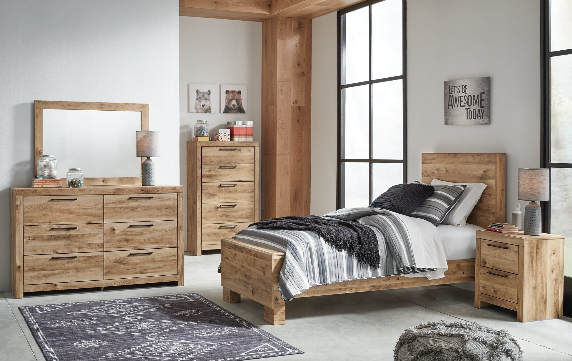 Hyanna Twin Panel Bed with Mirrored Dresser and 2 Nightstands at Towne & Country Furniture (AL) furniture, home furniture, home decor, sofa, bedding