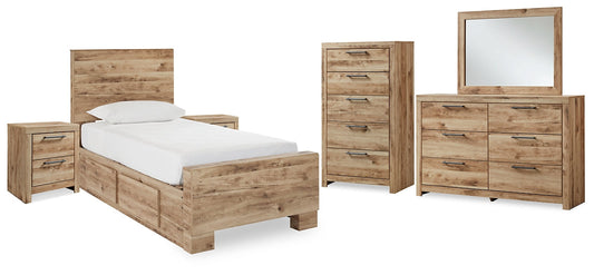 Hyanna Twin Panel Bed with Storage with Mirrored Dresser, Chest and 2 Nightstands at Towne & Country Furniture (AL) furniture, home furniture, home decor, sofa, bedding
