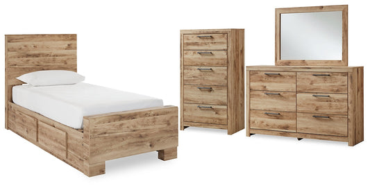 Hyanna Twin Panel Bed with Storage with Mirrored Dresser and Chest at Towne & Country Furniture (AL) furniture, home furniture, home decor, sofa, bedding