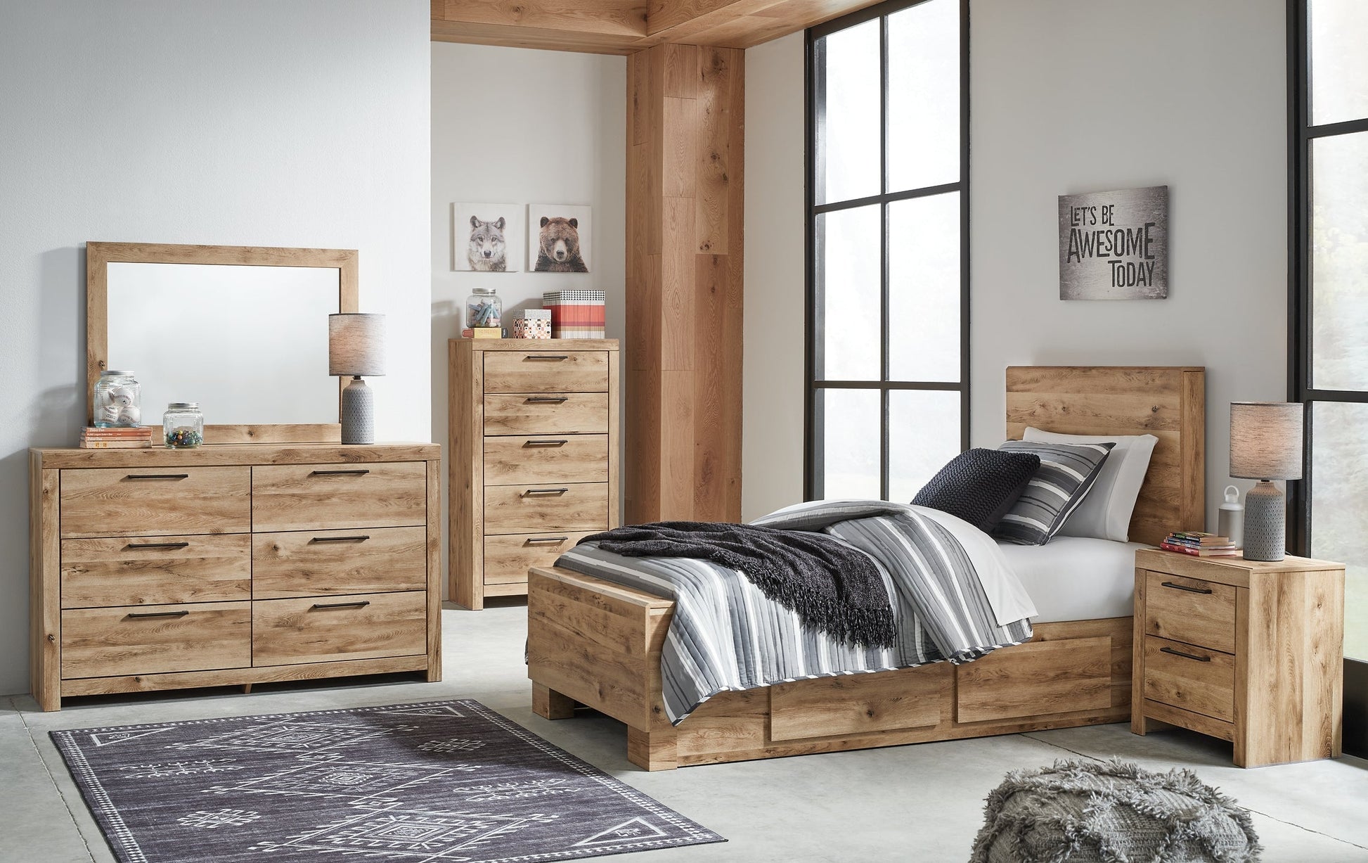 Hyanna Twin Panel Bed with Storage with Mirrored Dresser and Chest at Towne & Country Furniture (AL) furniture, home furniture, home decor, sofa, bedding