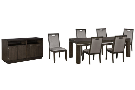Hyndell Dining Table and 6 Chairs with Storage at Towne & Country Furniture (AL) furniture, home furniture, home decor, sofa, bedding