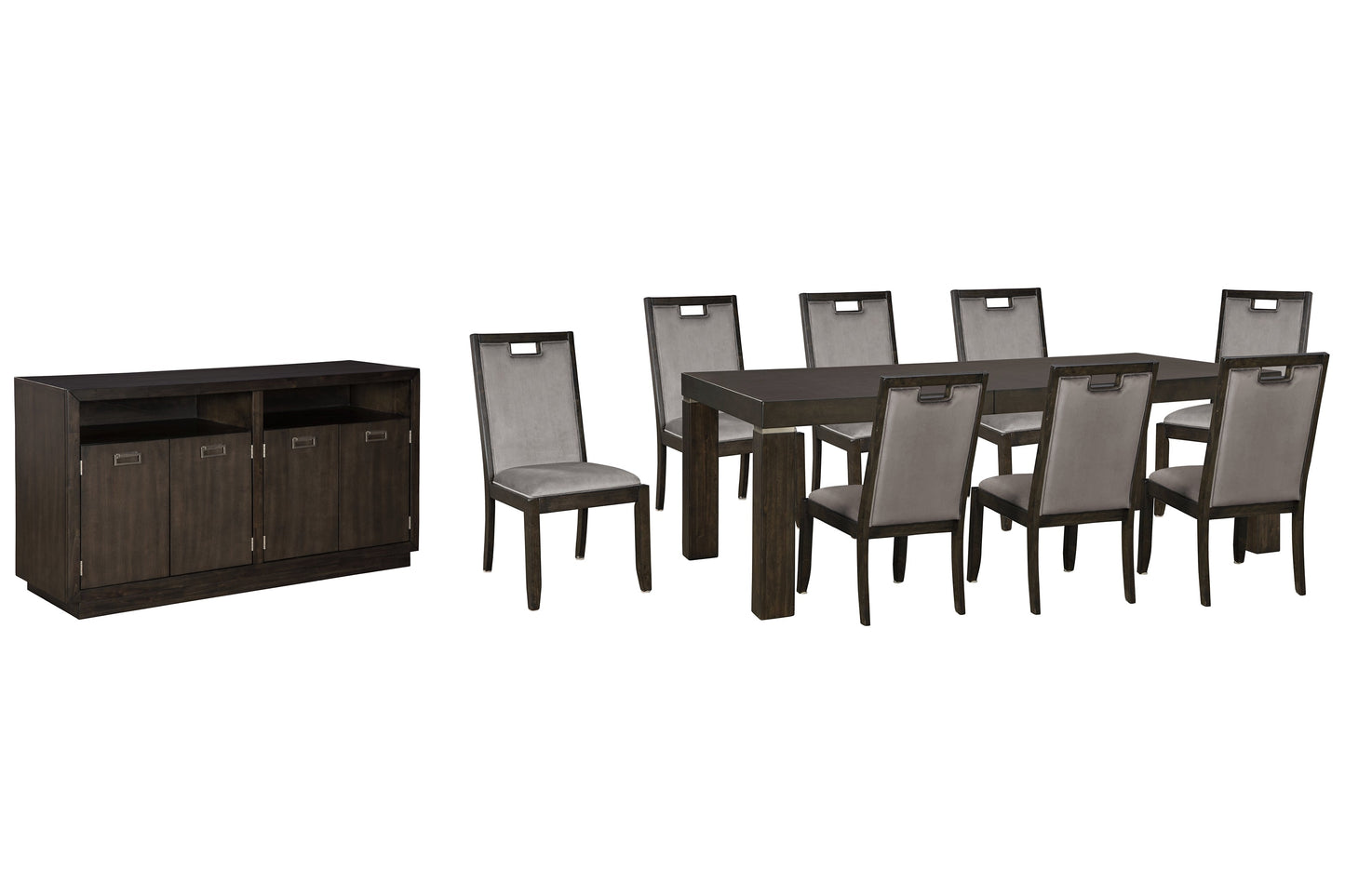 Hyndell Dining Table and 8 Chairs with Storage at Towne & Country Furniture (AL) furniture, home furniture, home decor, sofa, bedding