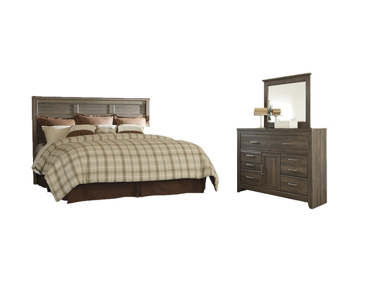 Juararo King/California King Panel Headboard with Mirrored Dresser at Towne & Country Furniture (AL) furniture, home furniture, home decor, sofa, bedding