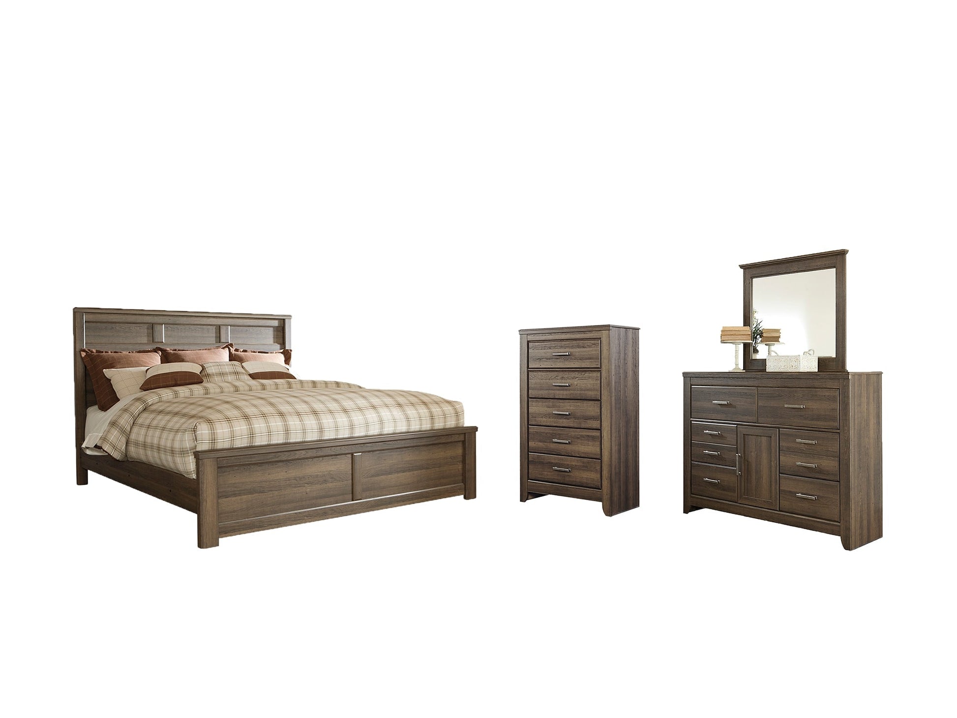 Juararo Queen Panel Bed with Mirrored Dresser and Chest at Towne & Country Furniture (AL) furniture, home furniture, home decor, sofa, bedding