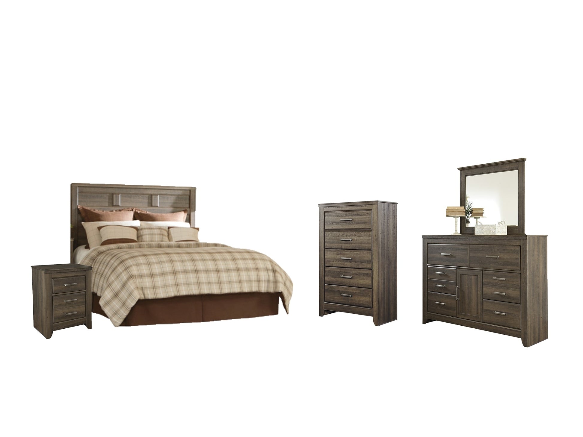 Juararo Queen Panel Headboard with Mirrored Dresser, Chest and Nightstand at Towne & Country Furniture (AL) furniture, home furniture, home decor, sofa, bedding