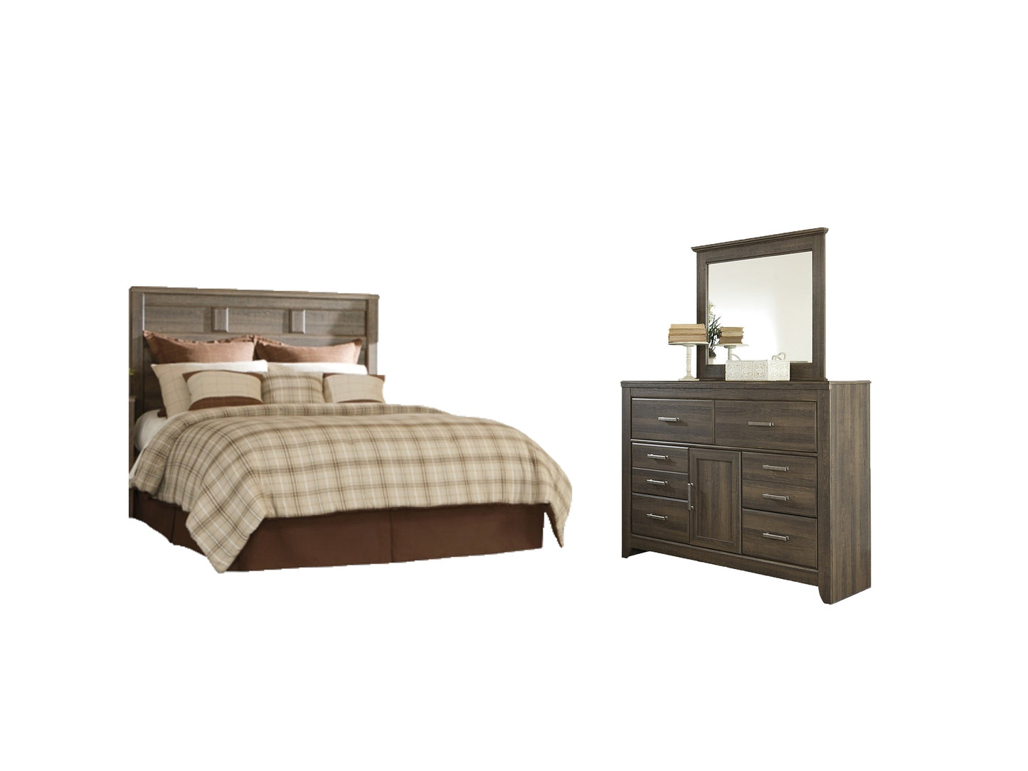 Juararo Queen Panel Headboard with Mirrored Dresser at Towne & Country Furniture (AL) furniture, home furniture, home decor, sofa, bedding