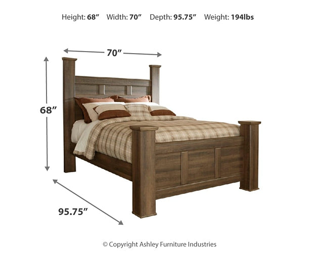 Juararo Queen Poster Bed with Mirrored Dresser and 2 Nightstands at Towne & Country Furniture (AL) furniture, home furniture, home decor, sofa, bedding