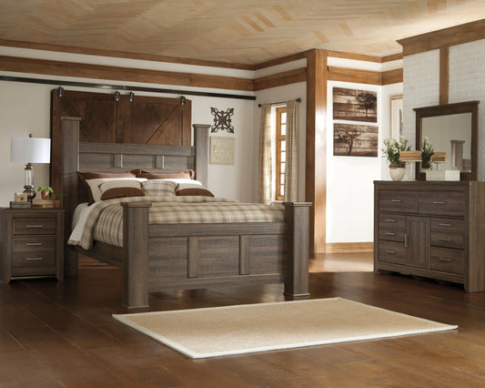 Juararo Queen Poster Headboard with Mirrored Dresser and Nightstand at Towne & Country Furniture (AL) furniture, home furniture, home decor, sofa, bedding