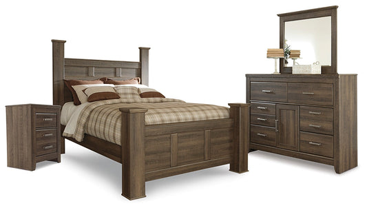 Juararo Queen Poster Headboard with Mirrored Dresser and Nightstand at Towne & Country Furniture (AL) furniture, home furniture, home decor, sofa, bedding