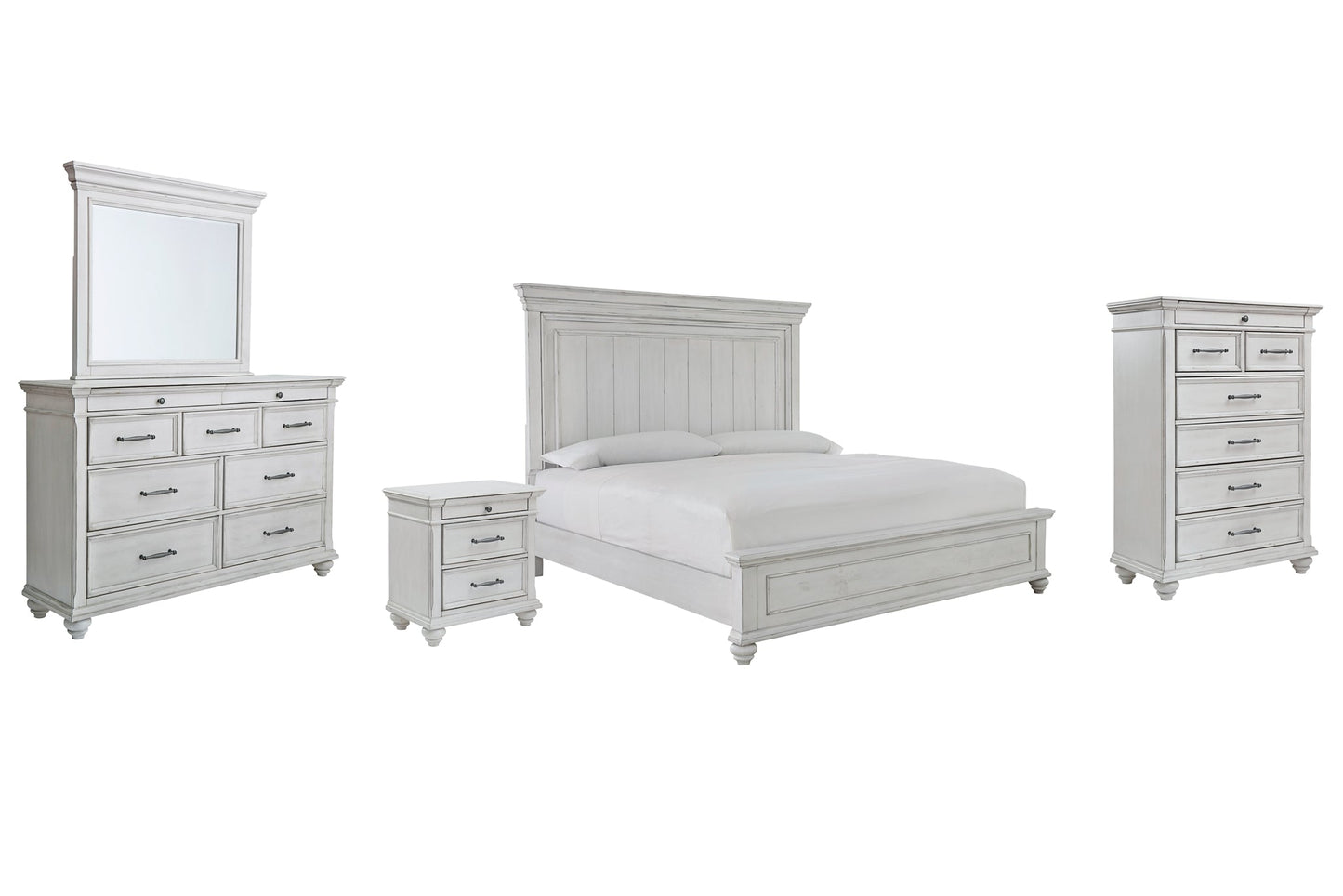 Kanwyn King Panel Bed with Mirrored Dresser, Chest and Nightstand at Towne & Country Furniture (AL) furniture, home furniture, home decor, sofa, bedding