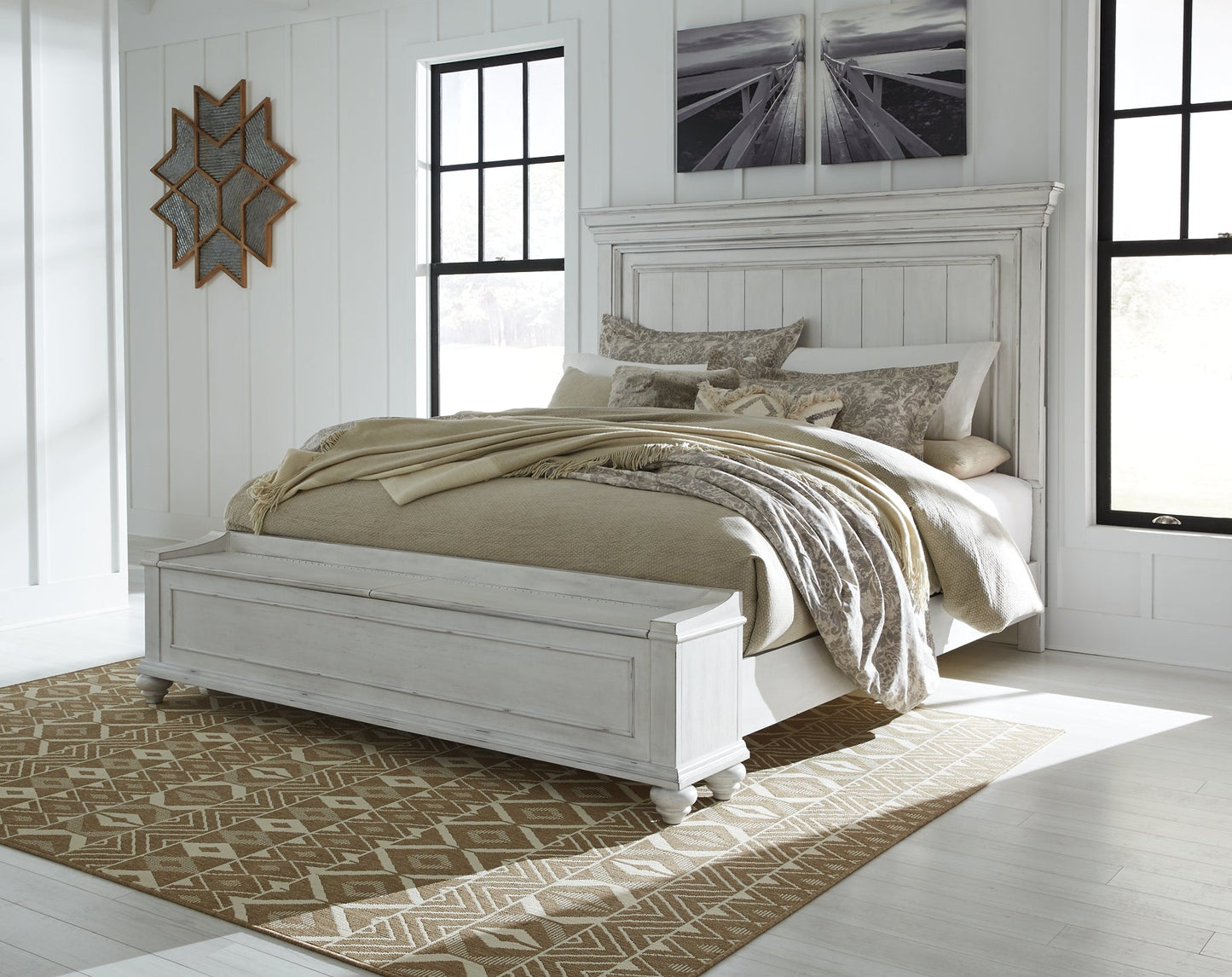 Kanwyn King Panel Bed with Storage with Dresser at Towne & Country Furniture (AL) furniture, home furniture, home decor, sofa, bedding