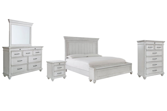 Kanwyn King Panel Bed with Storage with Mirrored Dresser, Chest and Nightstand at Towne & Country Furniture (AL) furniture, home furniture, home decor, sofa, bedding