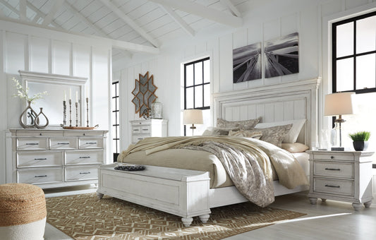 Kanwyn King Panel Bed with Storage with Mirrored Dresser and Chest at Towne & Country Furniture (AL) furniture, home furniture, home decor, sofa, bedding