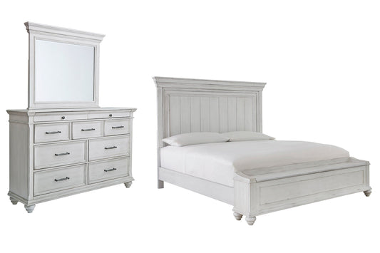 Kanwyn King Panel Bed with Storage with Mirrored Dresser at Towne & Country Furniture (AL) furniture, home furniture, home decor, sofa, bedding
