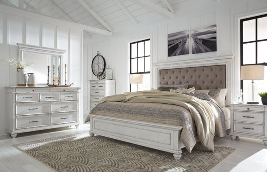Kanwyn Queen Panel Bed with Mirrored Dresser, Chest and Nightstand at Towne & Country Furniture (AL) furniture, home furniture, home decor, sofa, bedding
