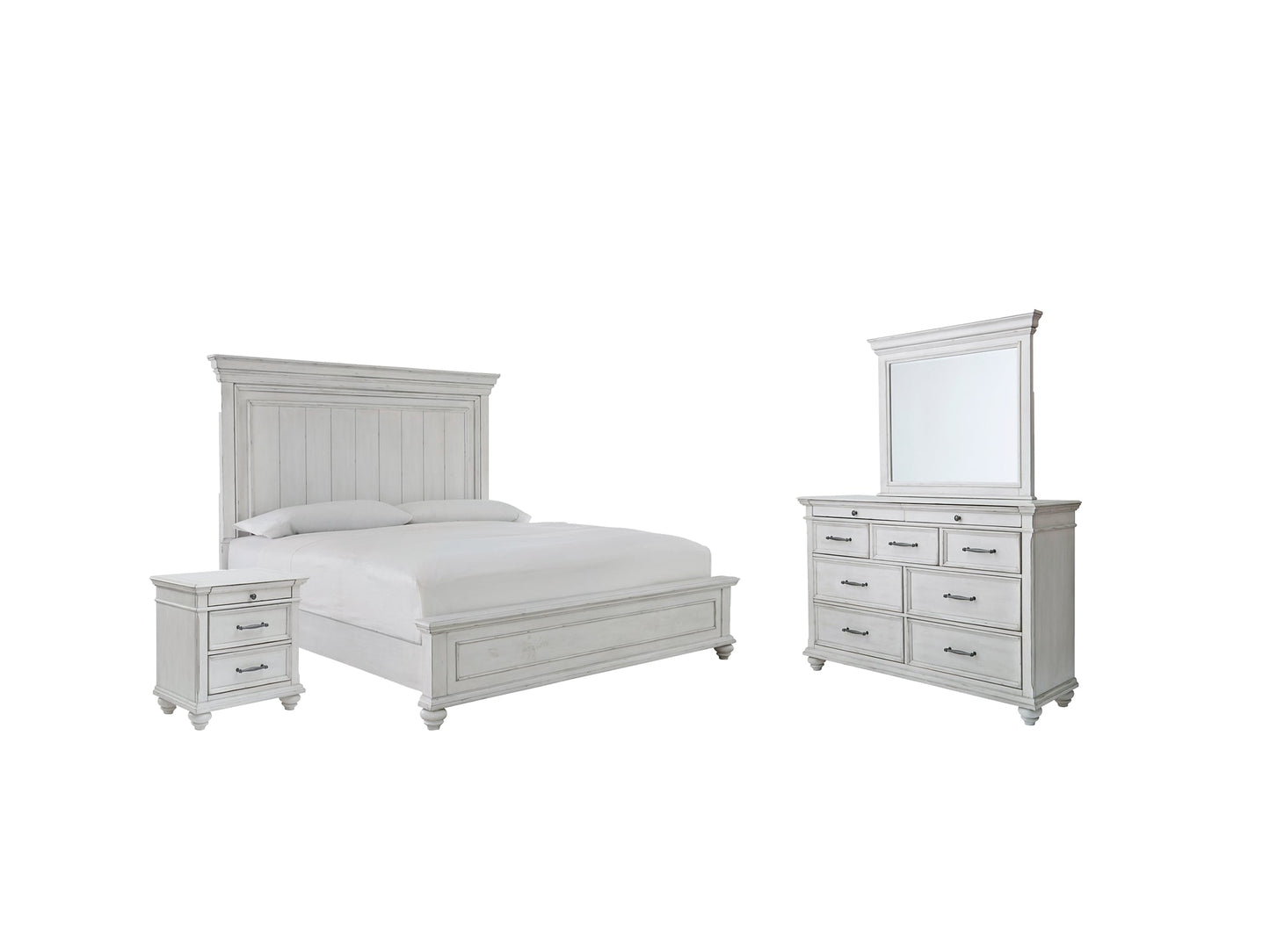 Kanwyn Queen Panel Bed with Mirrored Dresser and 2 Nightstands at Towne & Country Furniture (AL) furniture, home furniture, home decor, sofa, bedding