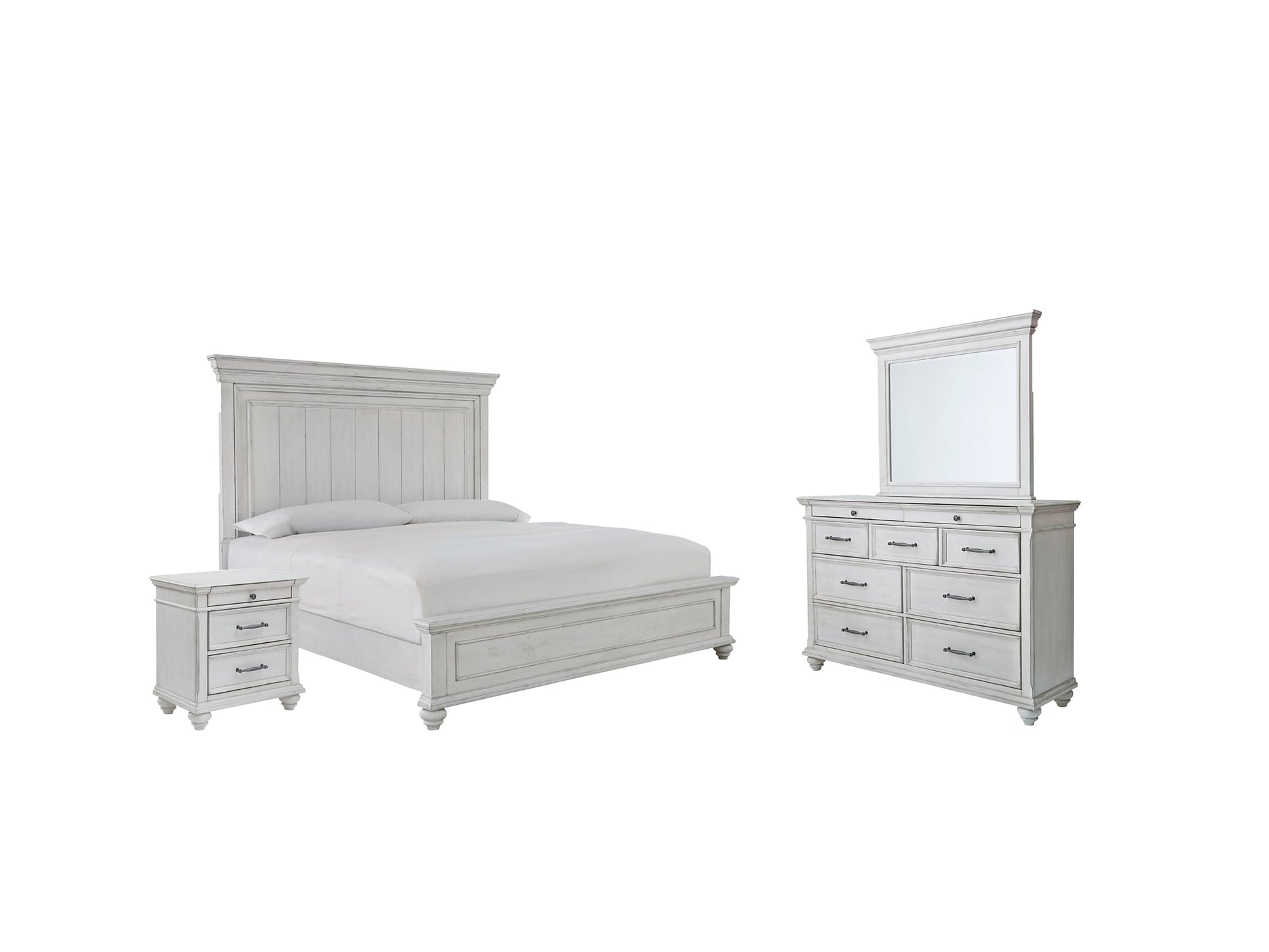 Kanwyn Queen Panel Bed with Mirrored Dresser and 2 Nightstands at Towne & Country Furniture (AL) furniture, home furniture, home decor, sofa, bedding