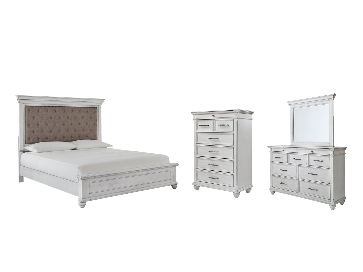 Kanwyn Queen Panel Bed with Mirrored Dresser and Chest at Towne & Country Furniture (AL) furniture, home furniture, home decor, sofa, bedding