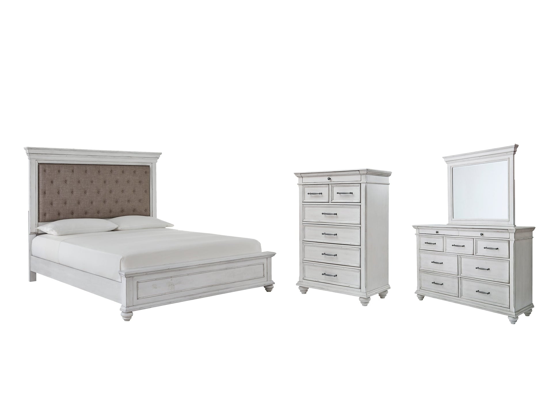 Kanwyn Queen Panel Bed with Mirrored Dresser and Chest at Towne & Country Furniture (AL) furniture, home furniture, home decor, sofa, bedding
