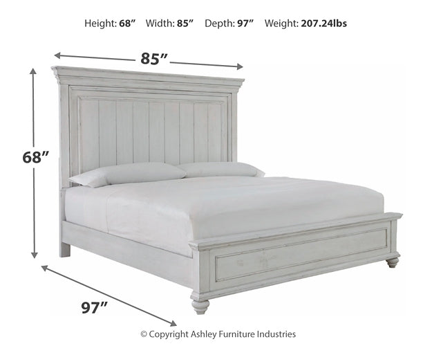 Kanwyn Queen Panel Bed with Mirrored Dresser at Towne & Country Furniture (AL) furniture, home furniture, home decor, sofa, bedding