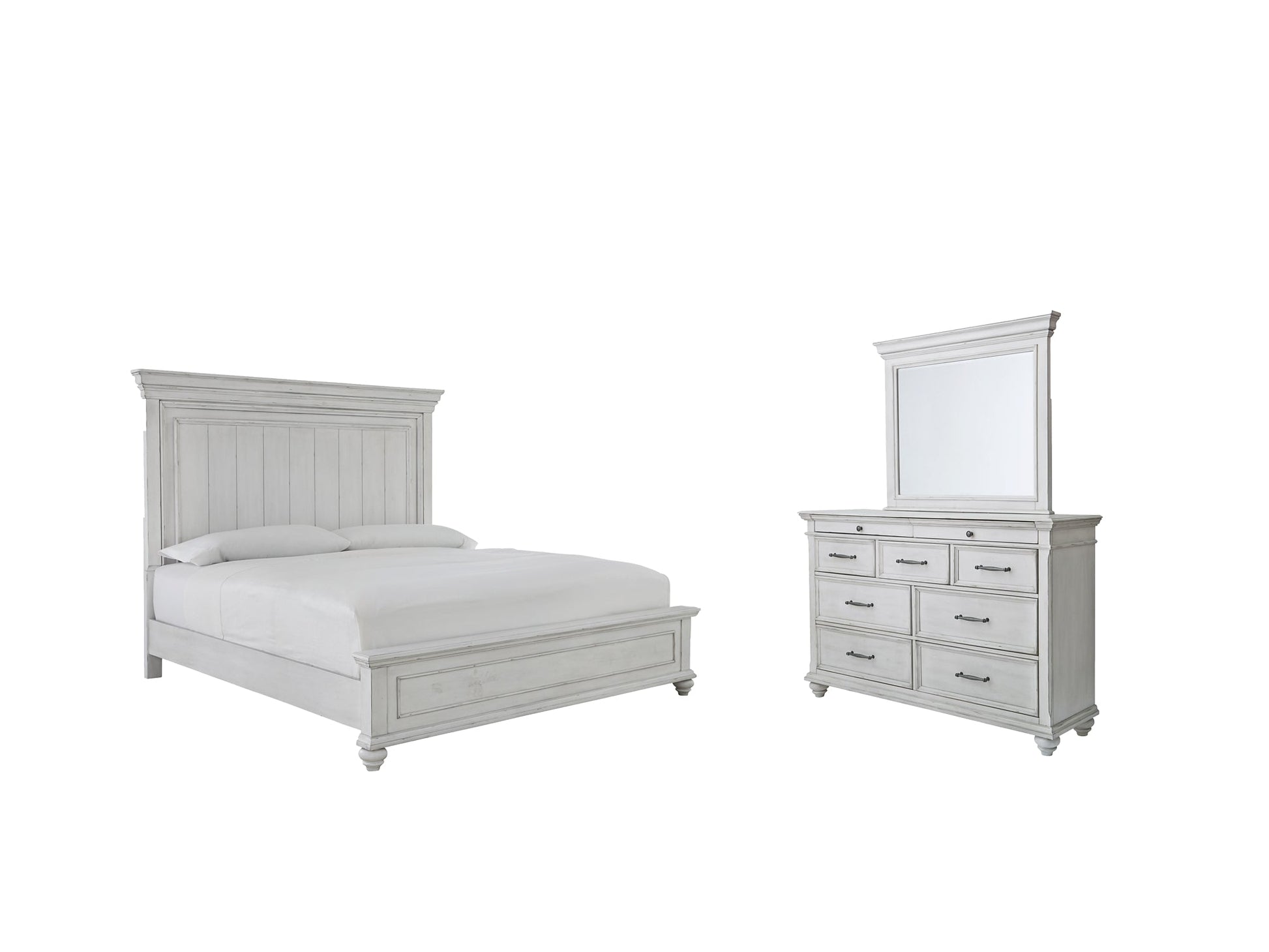 Kanwyn Queen Panel Bed with Mirrored Dresser at Towne & Country Furniture (AL) furniture, home furniture, home decor, sofa, bedding