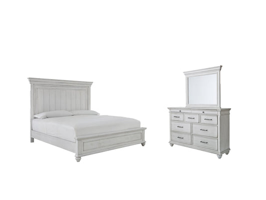 Kanwyn Queen Panel Bed with Mirrored Dresser at Towne & Country Furniture (AL) furniture, home furniture, home decor, sofa, bedding