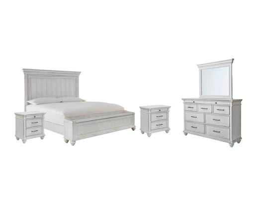 Kanwyn Queen Panel Bed with Storage with Mirrored Dresser and 2 Nightstands at Towne & Country Furniture (AL) furniture, home furniture, home decor, sofa, bedding