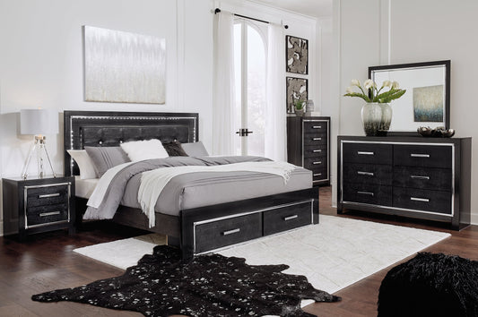 Kaydell King Panel Bed with Storage with Mirrored Dresser, Chest and Nightstand at Towne & Country Furniture (AL) furniture, home furniture, home decor, sofa, bedding