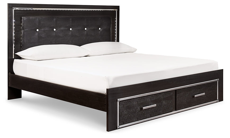 Kaydell King Panel Bed with Storage with Mirrored Dresser, Chest and Nightstand at Towne & Country Furniture (AL) furniture, home furniture, home decor, sofa, bedding