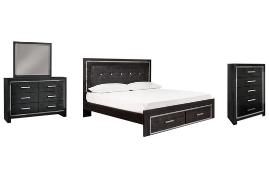 Kaydell King Panel Bed with Storage with Mirrored Dresser and Chest at Towne & Country Furniture (AL) furniture, home furniture, home decor, sofa, bedding