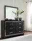 Kaydell King Upholstered Panel Bed with Mirrored Dresser at Towne & Country Furniture (AL) furniture, home furniture, home decor, sofa, bedding