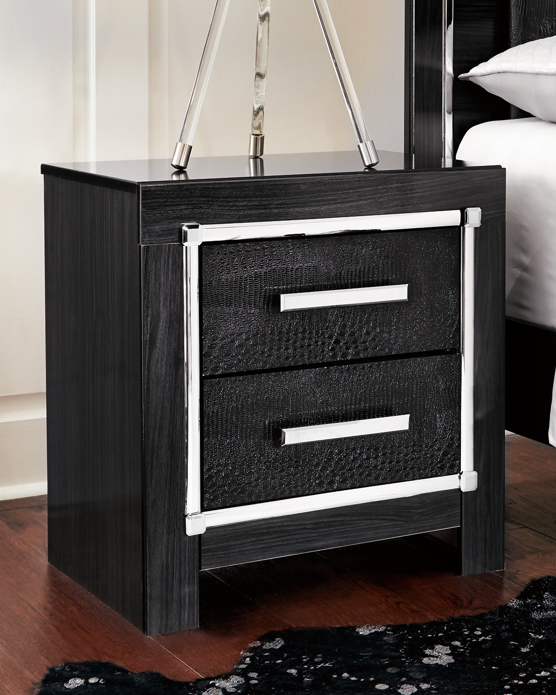 Kaydell King Upholstered Panel Headboard with Mirrored Dresser, Chest and Nightstand at Towne & Country Furniture (AL) furniture, home furniture, home decor, sofa, bedding